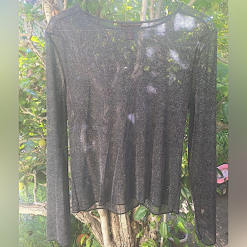 Victoria’s Secret Charcoal Glitter mesh long sleeve top